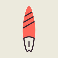Surfboard flat vector icon design. Summer sign