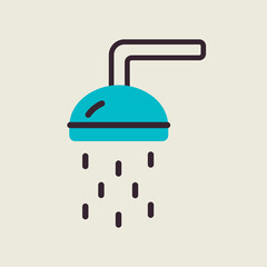 Beach shower flat vector icon. Summer sign