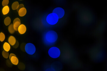 background blurred abstraction of colored lanterns and decorations. bokeh texture of street colored lights