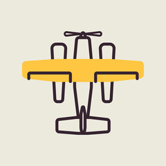 Small amphibian seaplane, plane flat vector icon