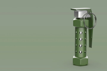 Stun grenade on green background