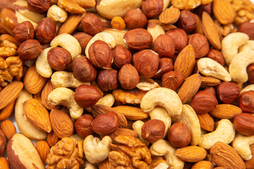 Different nuts. The Vitamin wholesome food.