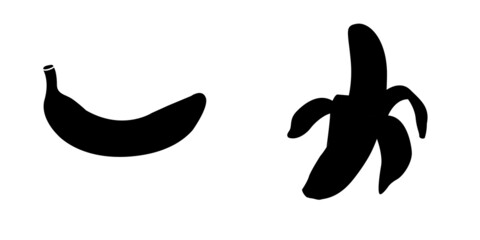 Banana Black and White Icon. Silhouette Design Element on Isolated White Background