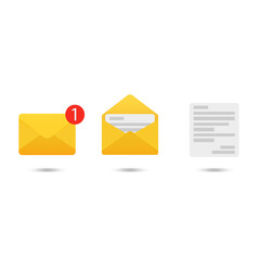 envelope icon sending message mail set closed envelope with message, open envelope showing message and letter with message vector graphic eps10