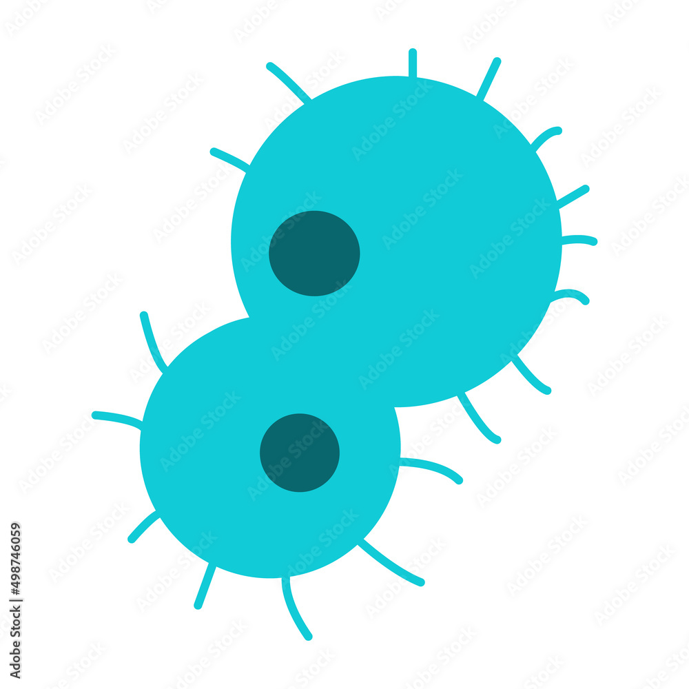 Poster two green cells with nucleuses semi flat color vector object. full sized item on white. cell biology