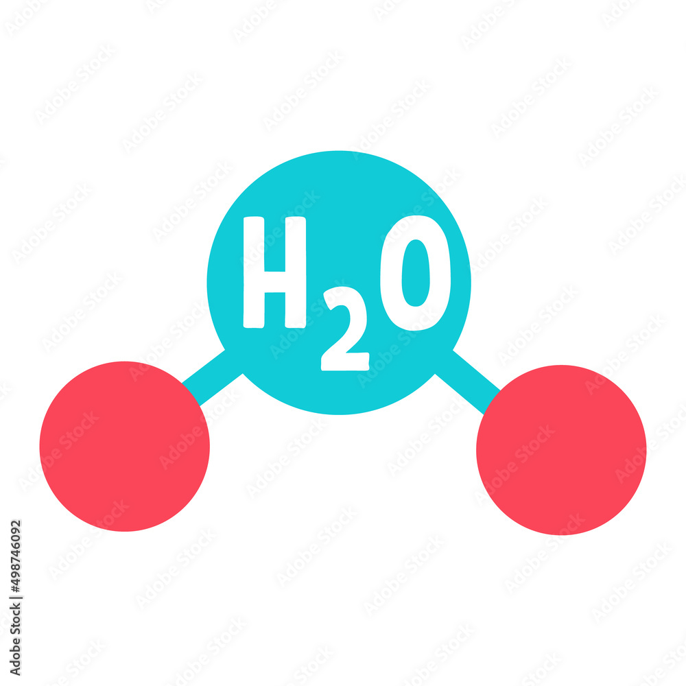 Aufkleber chemical compound semi flat color vector object. full sized item on white. hydrogen and oxygen atoms