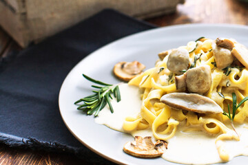 Tagliatelle Pasta with Mushrooms.