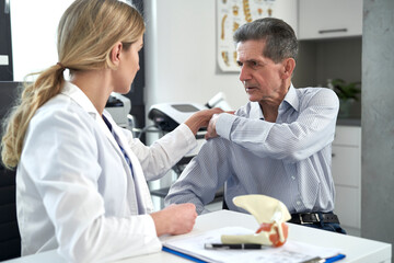 Caucasian senior man has a visit at the doctor