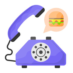 Answering Service For Catering Business vector color icon design, Retail Food delivery service symbol, Touch less Meal Courier Sign, Grocery pickup stock illustration, Ordering via Phone Concept, 
