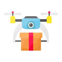 Drone Logistics vector color icon design, Retail Food delivery service symbol, Touch less Meal Courier Sign, Grocery pickup stock illustration, Supermarket controlled Product Flying Cargo Concept,