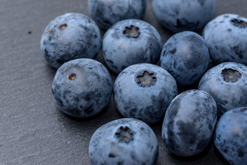 Harvested blueberry fruit (Slate Plate Background)