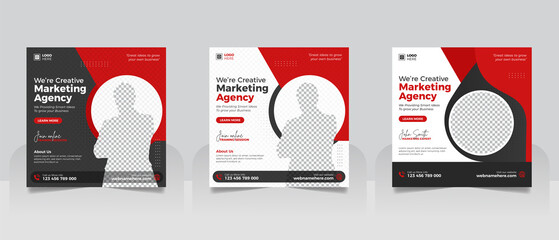 Digital marketing agency and corporate social media post square web banner template