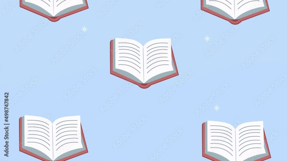 Poster textbook open library pattern animation