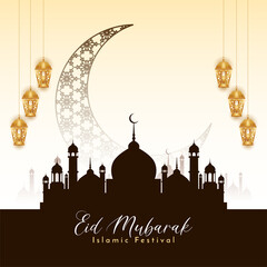 Religious muslim festival Eid Mubarak celebration background design