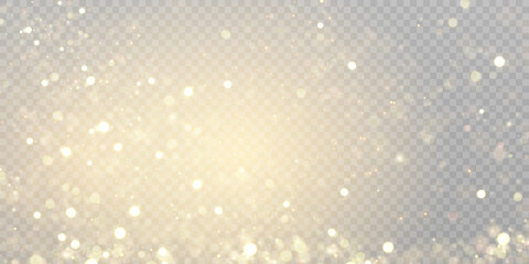 Golden glow effect, glare, explosion, sparkle, sun glare, sparks and stars on transparent background