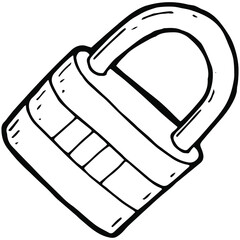 hand drawn padlock in doodle style
