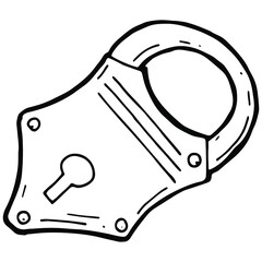 Obraz premium hand drawn padlock in doodle style