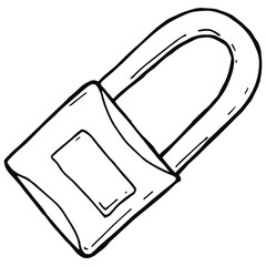 hand drawn padlock in doodle style