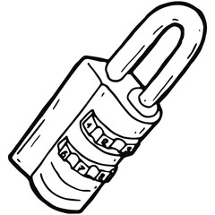 hand drawn padlock in doodle style