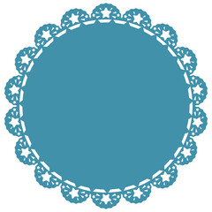 星柄レースの円形フレーム　ブルー