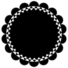 ダイヤ柄レースの円形フレーム　ブラック