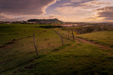 Spectacular landscapes of the Quebrada coast, near Liencres, Cantabria. Spain.