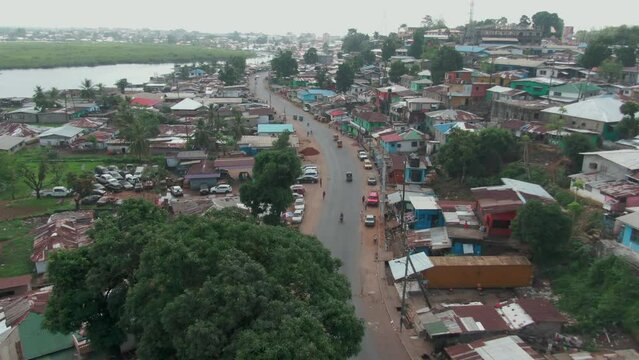 aerial view of a street in Monrovia, Liberia