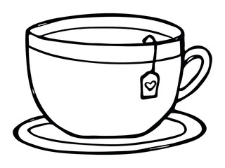Cute cup of tea illustration isolated on a white background. Simple mug clipart. Cozy home doodle.