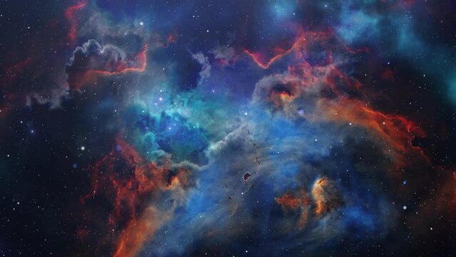 Space exploration into a nebulae in deep space , universe 4k.