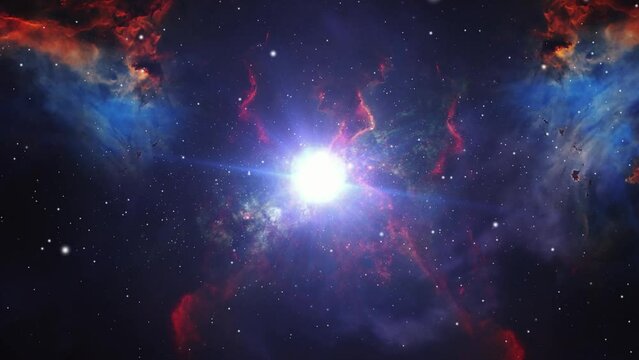 4k universe, Flying through stars and nebula in deep space