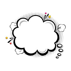 Comic empty speech bubbles on halftone dots background in retro pop art style. Vector illustration