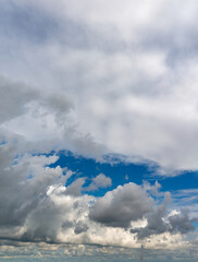 Fantastic soft thunderclouds, sky panorama