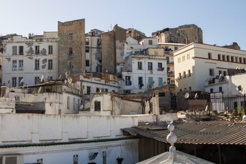 Fototapeta na wymiar Historical district of Algiers city - Casbah, Unesco World Heritage Site. Old shabby architecture of Algiers, Algeria