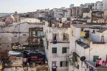 Historical district of Algiers city - Casbah, Unesco World Heritage Site. Old shabby architecture...