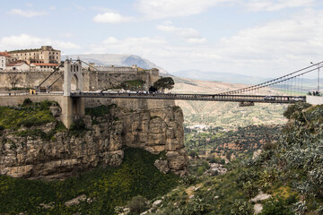View of Sidi-Mcid bridge, the second highest suspended bridge in the world, Constantine, Algeria