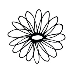Vector simple flower doodle clipart. Hand drawn floral illustration isolated on white background. For print, web, design, decor, logo.