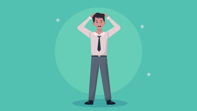 businessman extressed worker character animation