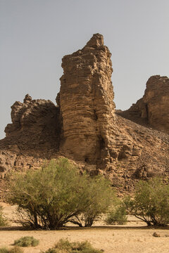 Sand and stones of Hoggar mountains in Sahara desert, Djanet area, Algeria