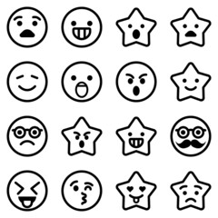 Emoji Flat Icon Set Isolated On White Background