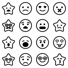 Emoji Flat Icon Set Isolated On White Background