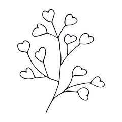 Hand drawn vector branch clipart. Herb illustration isolated on white background. Botanical doodle for print, web, design, decor, logo.