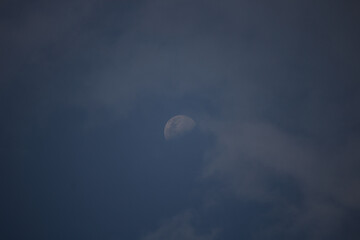 moon, sky, blue, space, night, clouds, nature, full, day, astronomy, lunar, planet, cloud, light, bright, dark, moonlight, white, evening, crater