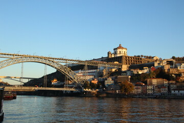 Fototapeta na wymiar Sunset at the Porto City Bridge