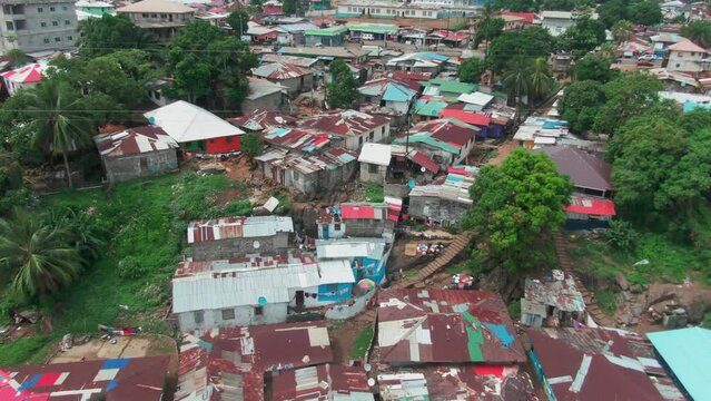 a very poor township area in Monrovia, Liberia close to the atlantic coast of west africa