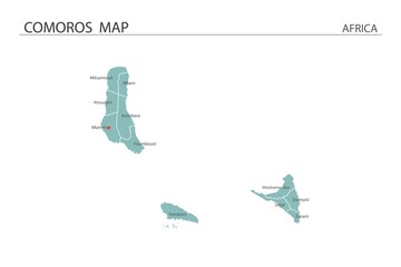 Comoros map vector illustration on white background. Map have all province and mark the capital city of Comoros.