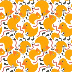 Animals seamless yellow ducks pattern for fabrics and textiles and packaging and gifts and cards and linens and kids