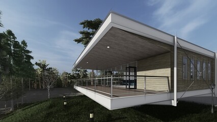 modern home Architecture sketch 3d illustration
