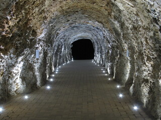 Underground cave with artificial lights down