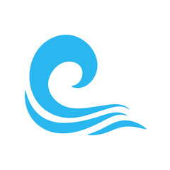 blue water wave line icon in the sea