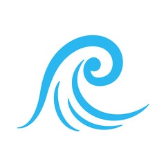 blue water wave line icon in the sea